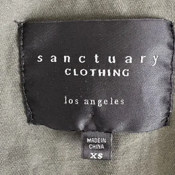 Sanctuary Denim Military Jacket Womens XS Embroidery Edgy Outdoor Utility Army - Picture 6 of 8